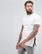Asos Relaxed Longline T-shirt With Side Split Contrast Detail - Multi