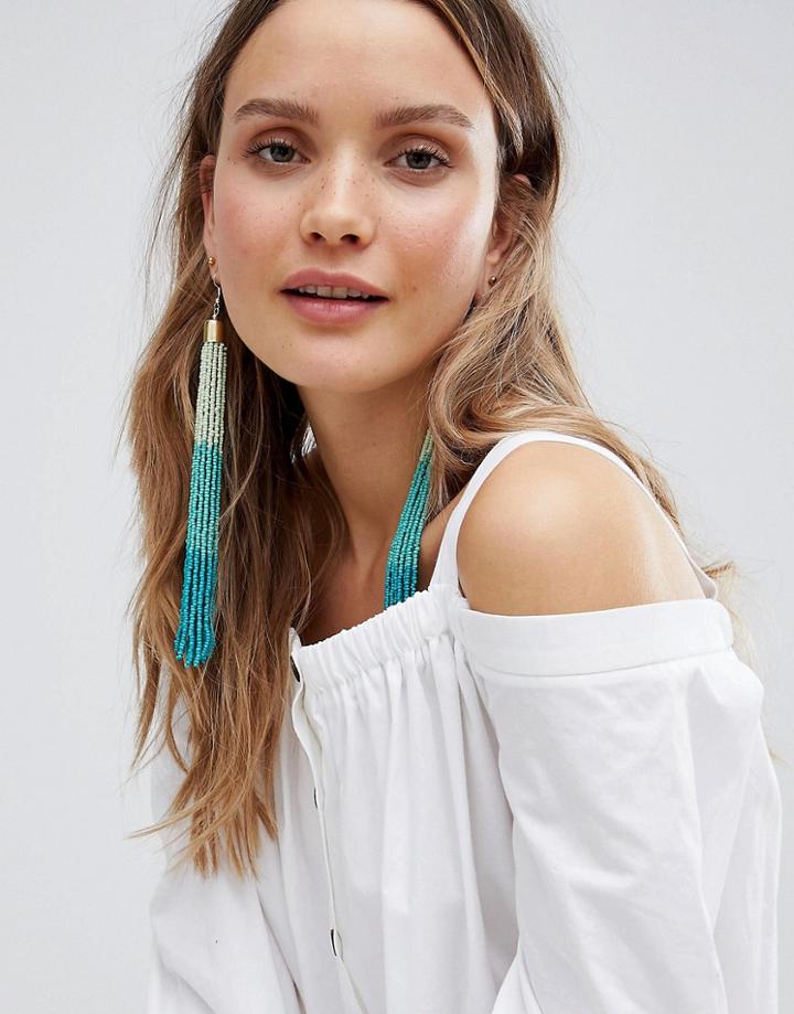 Asos Design Statement Ombre Bead Tassel Earrings - Multi