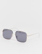 Asos Design Navigator Sunglasses With Gold Frame With Smoke Lenses