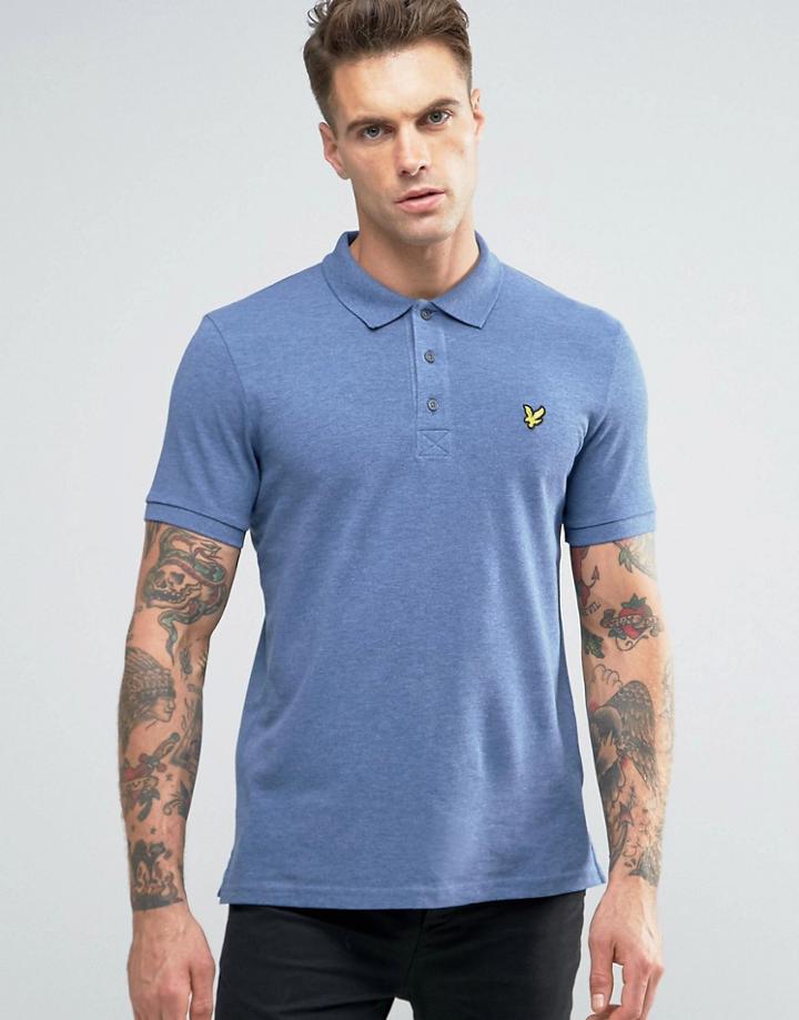 Lyle & Scott Pique Polo Eagle Logo Blue Marl - Blue