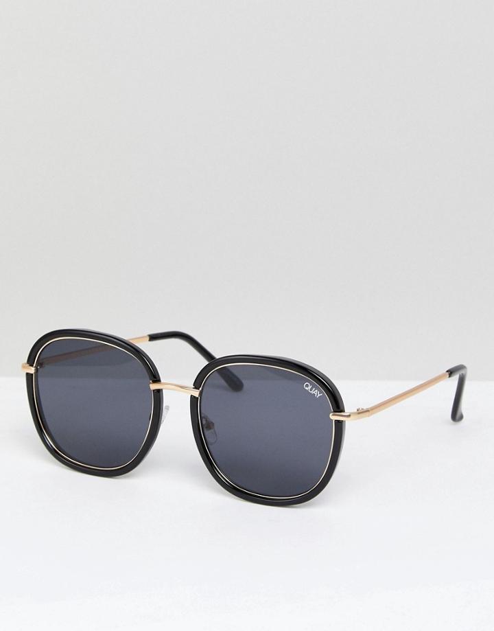 Quay Australia Dreamy Ways Round Sunglasses In Black - Black