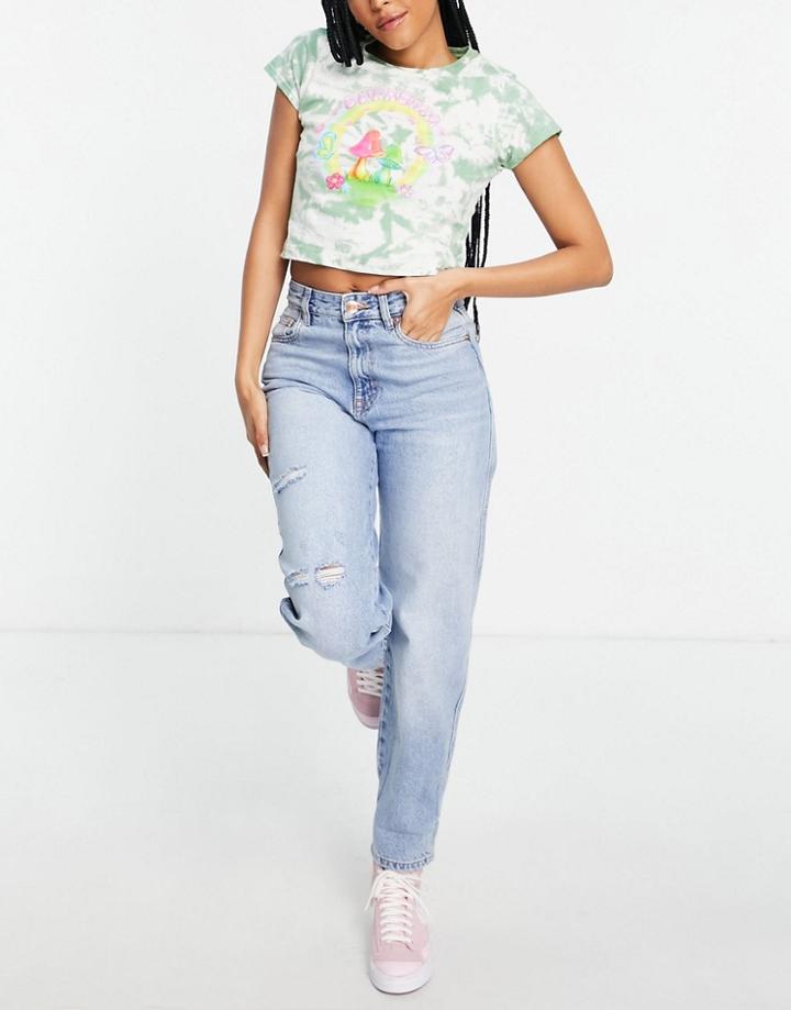 Pull & Bear Slouchy Basic Jeans In Medium Blue-blues