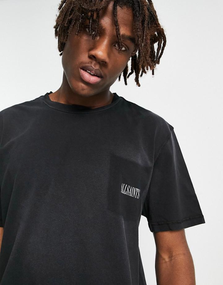 Allsaints Ayers Faded Patch T-shirt In Black