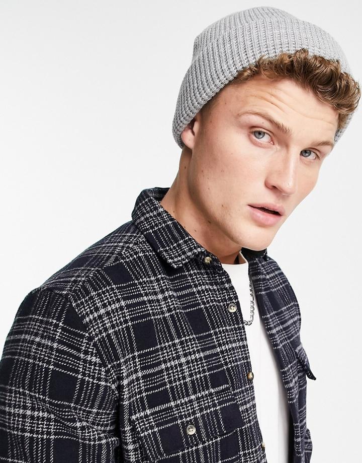 Topman Waffle Docker Beanie In Polyester Blend In Light Gray-grey