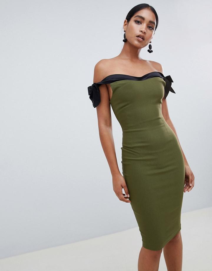 Vesper Bodycon Dress With Contrast Trim - Green