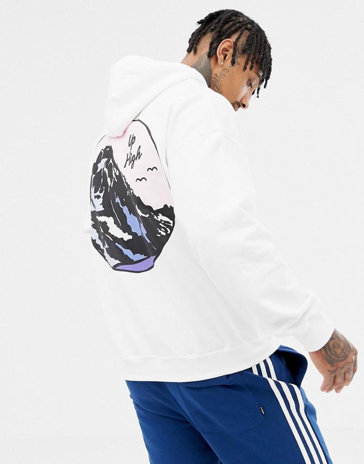 New Love Club Peak Back Print Hoodie - White