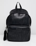 Versace Jeans Backpack In Black In Repeat Logo Print - Black