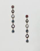 Asos Design Strand Earrings With Colored Jewel And Pearl In Gold - Gold