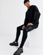 Asos Design Two-piece Skinny Sweatpants With Utility Pockets In Black