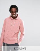 Champion Hoodie With All Over Logo Print In Pink Exclusive To Asos - Pink