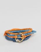 Asos Leather And Beads Bracelet Pack With Anchor Clasp - Multi