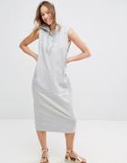 Monki Sleeveless Hooded Sweat Dress - Gray