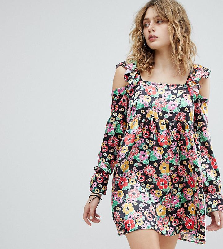 Milk It Vintage Square Neck Dress In Floral - Multi