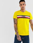 Tommy Hilfiger Chest Icon Stripe Logo T-shirt In Yellow - Yellow