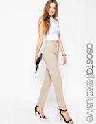 Asos Tall Slim Cigarette Pant With Pleat Front - Natural Taupe