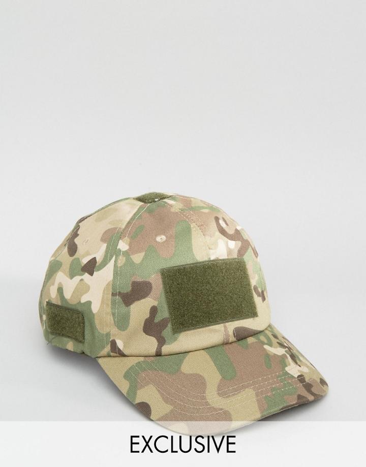Reclaimed Vintage Baseball Cap With Velcro Camo - Green