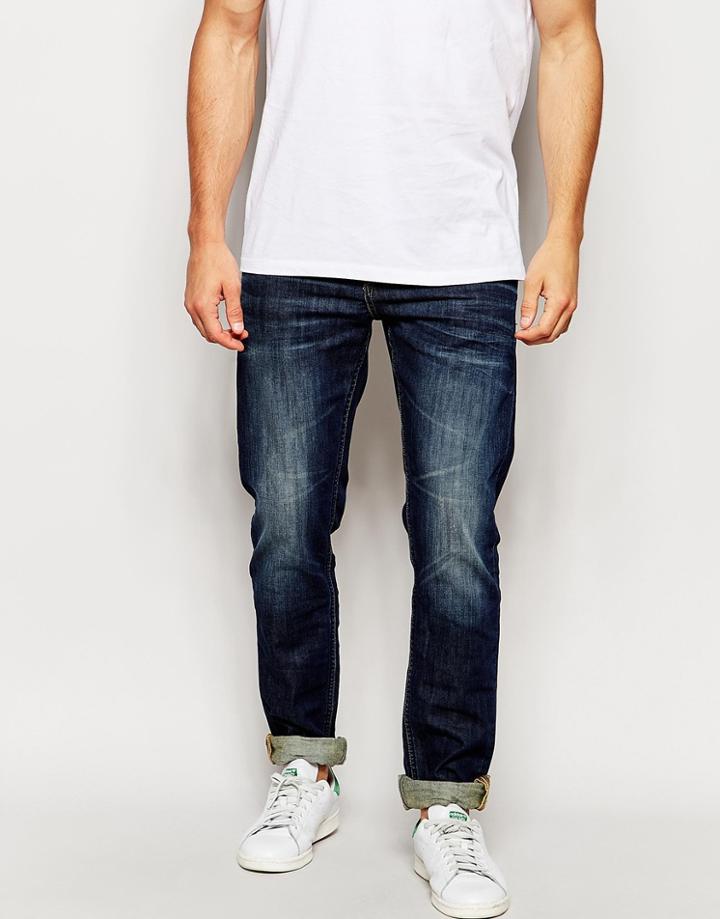 Blend Jeans Twister Slim Fit Stretch Washed Dark Wash - Dark Blue Denim