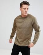 Abercrombie & Fitch Sports Fleece Crew Neck Sweatshirt In Light Khaki - Cream