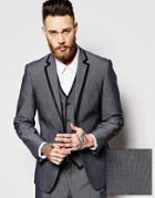 Asos Slim Fit Suit Jacket With Tipping - Gray