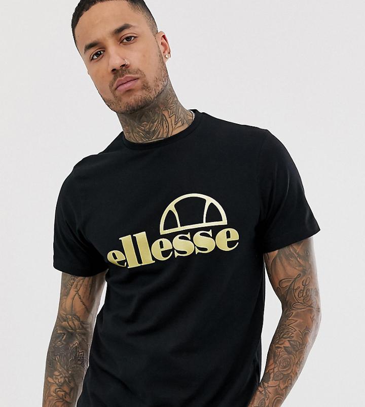Ellesse Marco Metallic Logo T-shirt In Black Exclusive At Asos - Black