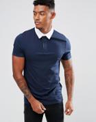 Asos Muscle Rugby Polo Shirt In Navy - Navy