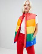 Daisy Street Padded Vest In Rainbow Stripe - Multi