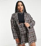 Urban Threads Plus Single Breasted Blazer In Black And White Plaid - Part Of A Set