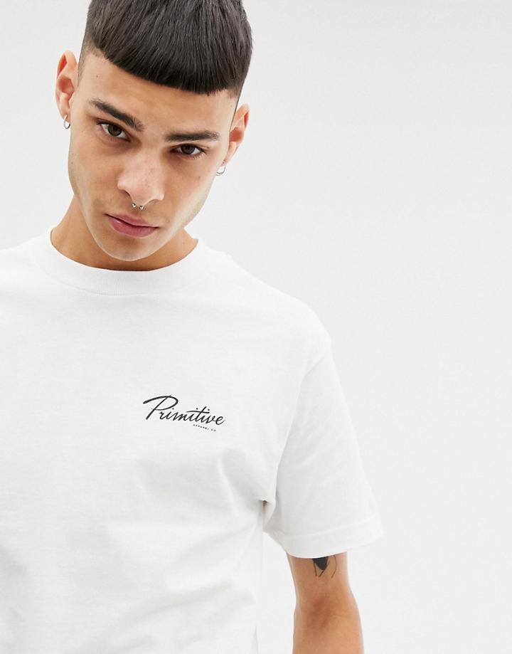 Primitive T-shirt With Rose Skull Back Print In White - White