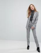 Plain Studios Cigarette Pants With Tie Waist In Prince Of Wales Check Co-ord - Gray