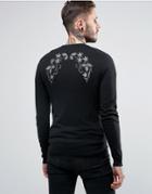 Asos Knitted Bomber Jacket With Metallic Embroidery - Black