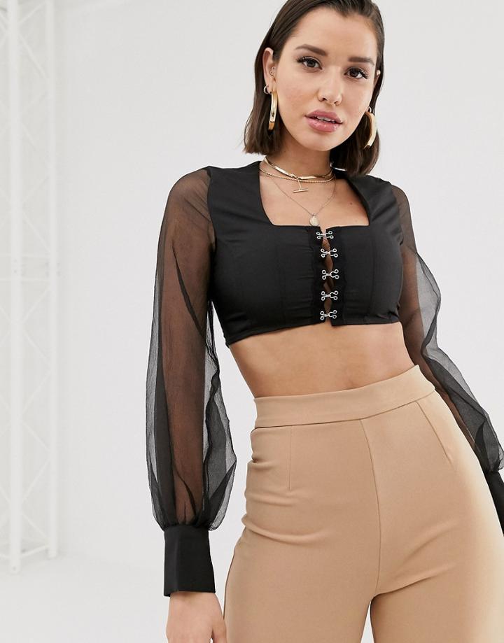 Katchme Double Strap Crop Top With Hardware Belt Detail In White