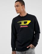 Diesel S-giry4 Logo Crew Neck Sweat In Black - Black