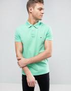 Tommy Hilfiger Logo Pique Polo Slim Fit In Green - Green