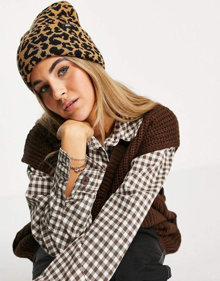 Vans Breakin' Curfew Ii Beanie In Leopard Spot-brown