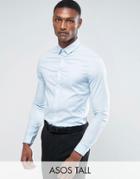 Asos Tall Skinny Shirt In Sky Blue - Blue