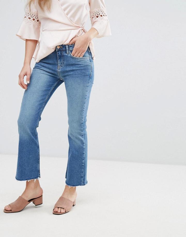 New Look Kick Flare Frayed Hem Jeans - Blue