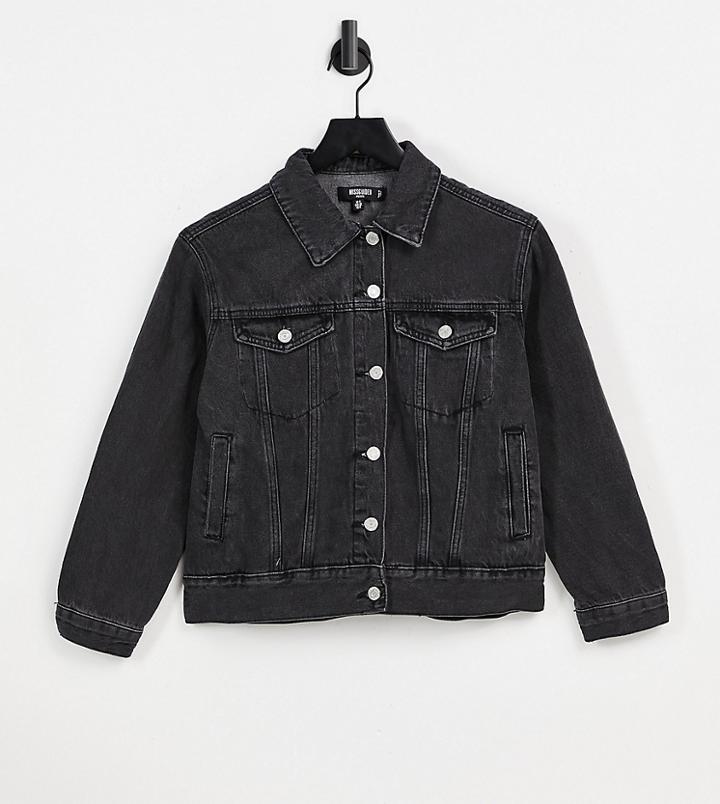 Missguided Petite Oversized Denim Jacket In Black