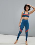 Pop Active By Poprageous Retro Sunset Stripe Teal Legging-multi