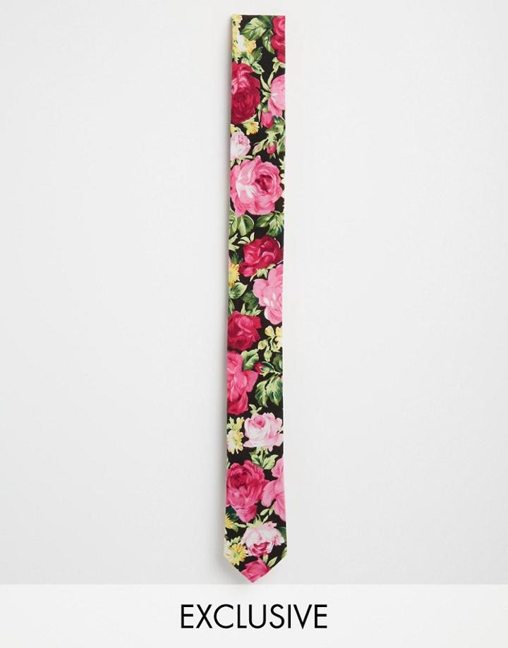 Reclaimed Vintage Floral Skinny Tie - Multi