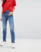 Weekday Seattle Mom Jeans With Rips - Blue