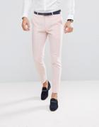 Asos Wedding Skinny Suit Pants In Pink Cross Hatch - Pink