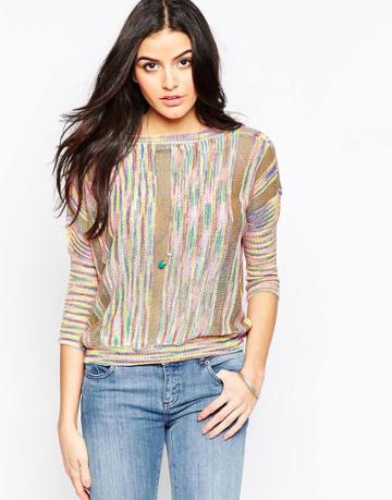 Qed London Light Knit Sweater In Space Dye - Multi