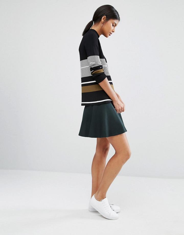 Y.a.s Romain Knitted Flippy Skirt - Green