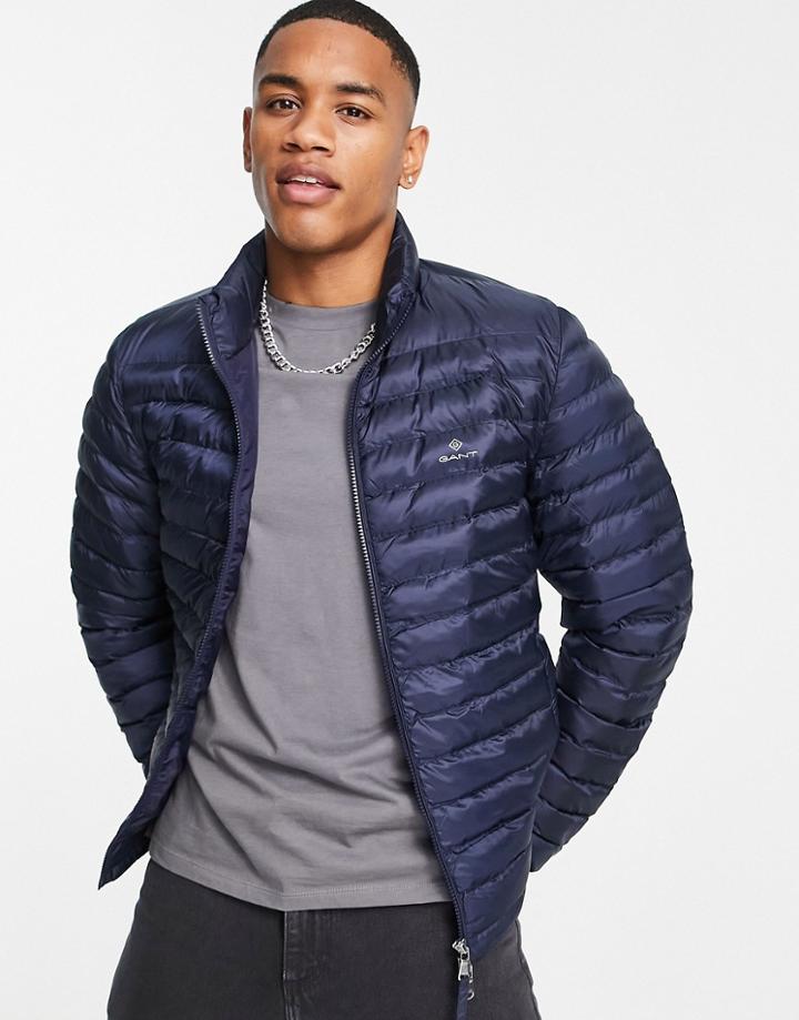 Gant Icon Logo Lightweight Puffer Jacket In Navy
