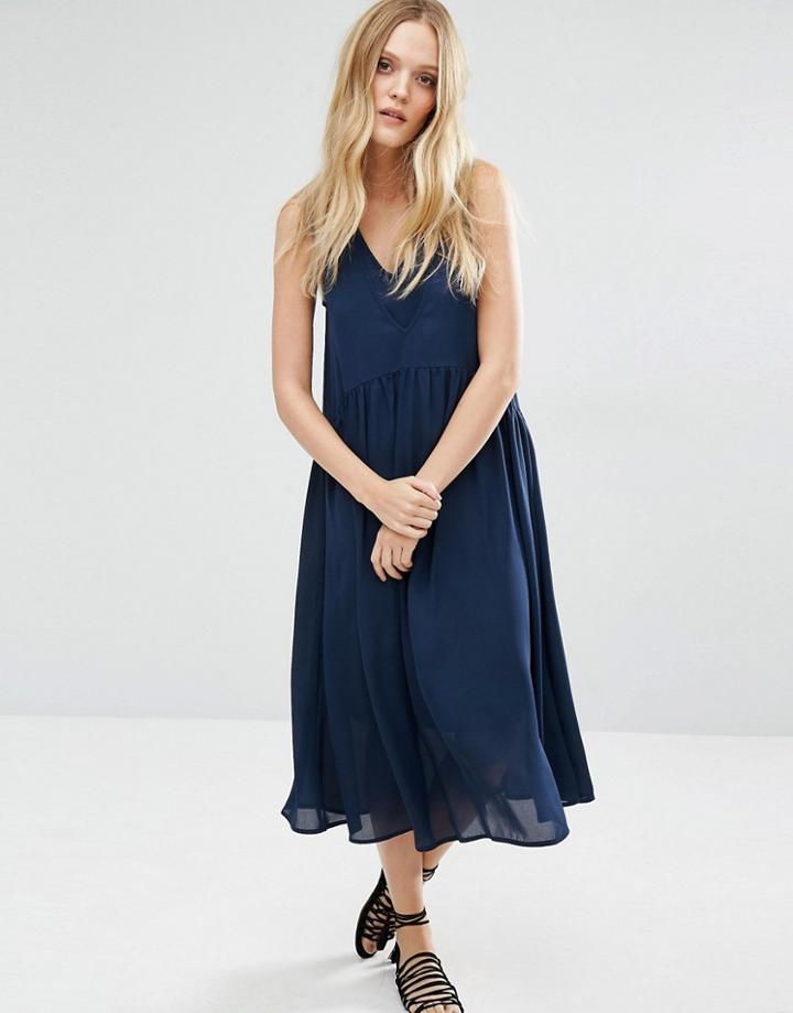 Y.a.s Vinc Smock Midi Dress - Navy