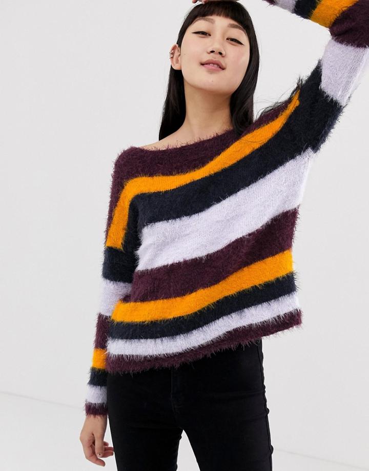 Only Fluffy Multicoloured Stripe Sweater