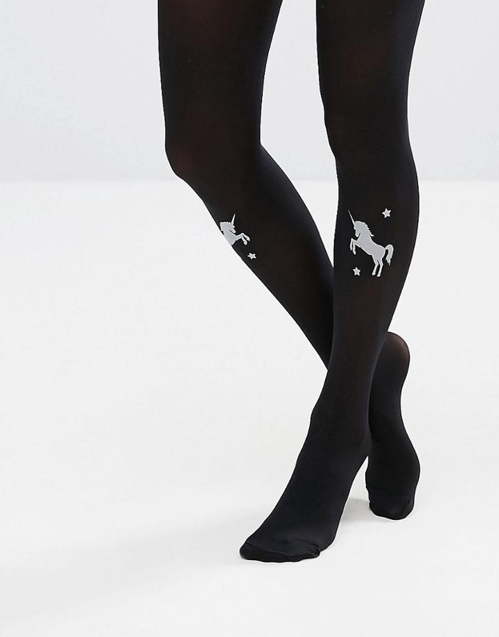 Asos Halloween Unicorn Glitter Tights - Black