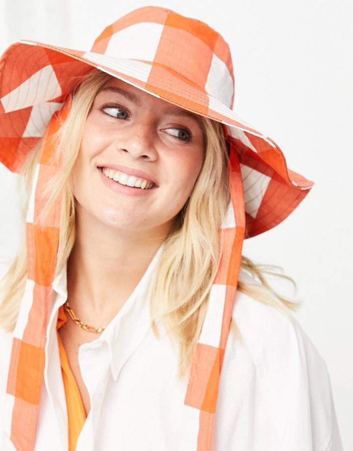 Pieces Bucket Hat In Red Check-multi