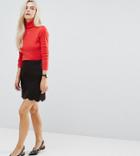 Asos Petite Tailored A-line Mini Skirt With Scallop Hem - Black