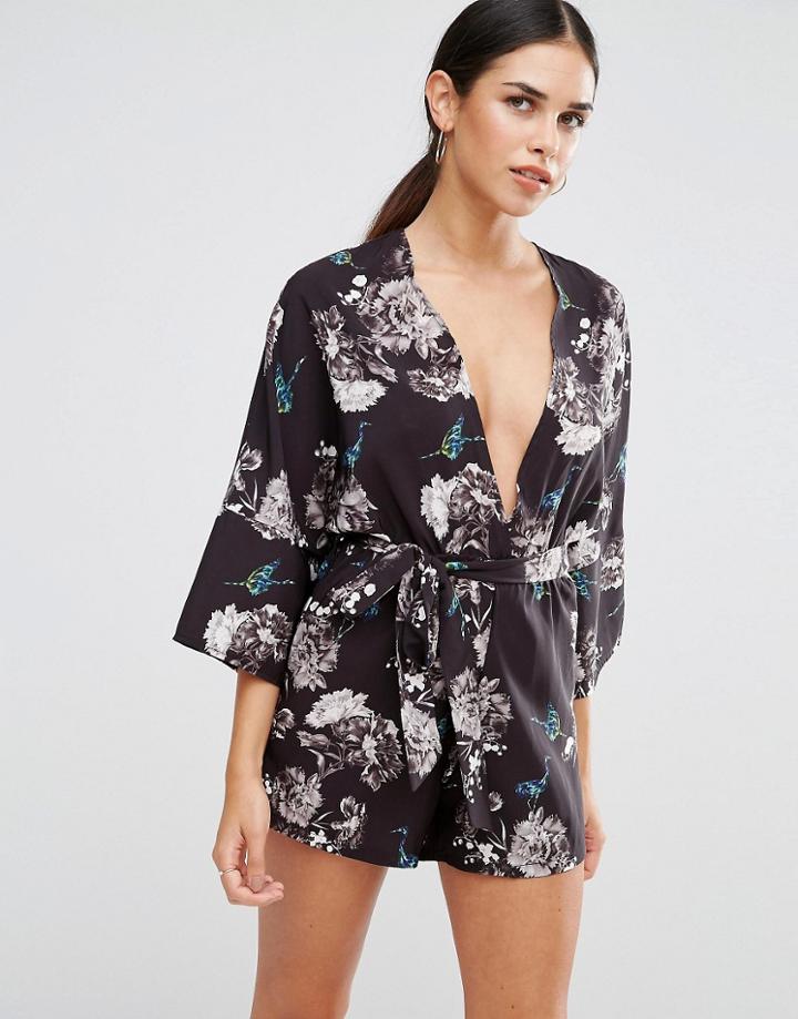 Oh My Love Batwing Romper - Midnight Japenese